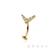 MULTI CZ V SHAPE TOP 316L SURGICAL STEEL THREADLESS FLOATING BELLY BUTTON RING